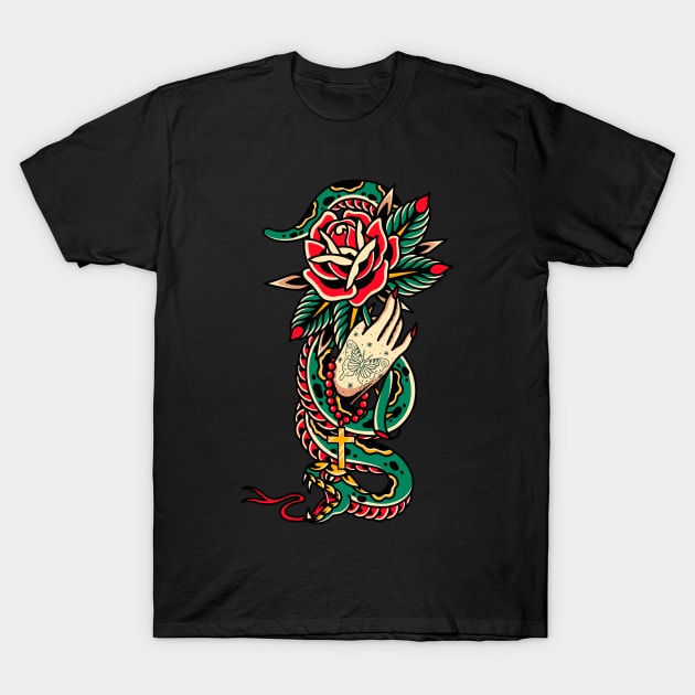 flower snake T-Shirt by ILLUSTRA.13